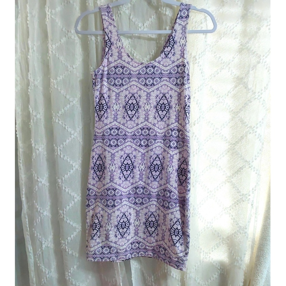 Charlotte Russe Womens Purple Geometric Medallion Sleeveless Bodycon Dress S